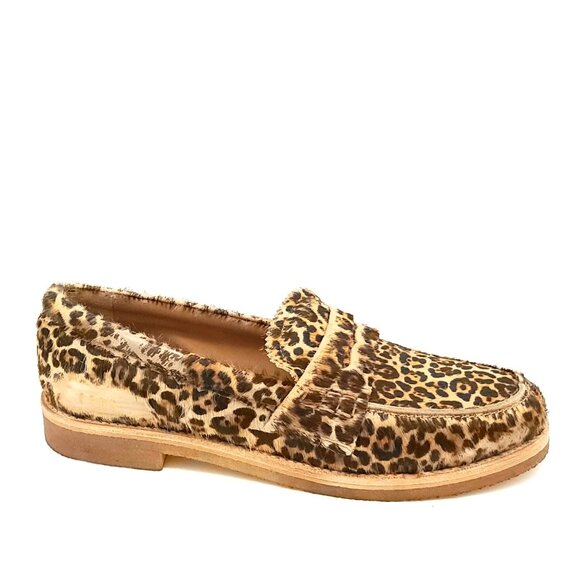 NEW Golden Goose Jerry Calf Hair Penny Loafer Womens 12 Leopard Contemporary - Picture 1 of 9